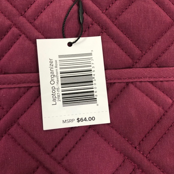 NWT Vera Bradley Maroon Quilted Laptop Organizer - Picture 4 of 6